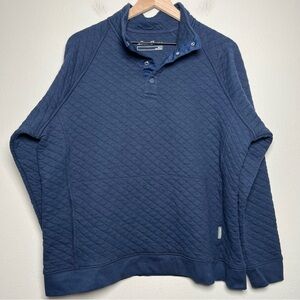 Eddie Bauer Men Sweater Large Navy Blue Quilt Henley Snap Button‎ Gorpcore